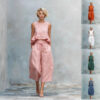 Ruffled Suits Summer Round Neck Sleeveless Top And Loose Wide-leg Pants Casual Fashion Straight Trouser Set