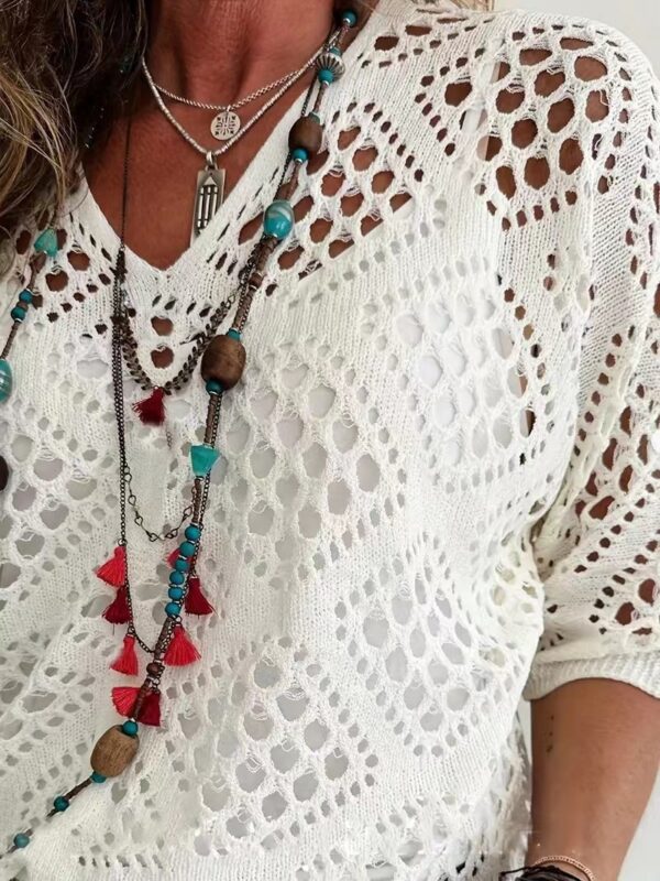Long Sleeve Knitted Blouse Beach Pullover Tops