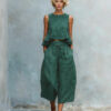 Ruffled Suits Summer Round Neck Sleeveless Top And Loose Wide-leg Pants Casual Fashion Straight Trouser Set