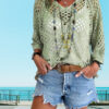 Long Sleeve Knitted Blouse Beach Pullover Tops