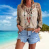 Long Sleeve Knitted Blouse Beach Pullover Tops