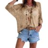 Long Sleeve Knitted Blouse Beach Pullover Tops