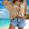 Long Sleeve Knitted Blouse Beach Pullover Tops