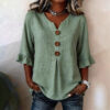 Summer Ruffled-Sleeve Top Loose Casual V-Neck Buttons Short-sleeved Shirts Women's Clothing