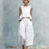 Ruffled Suits Summer Round Neck Sleeveless Top And Loose Wide-leg Pants Casual Fashion Straight Trouser Set