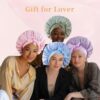 0550f491-51e4-41b0-9826-845e37232f35.jpg Gorro de seda para dormir para mujeres, gorro de satén para dormir para cabello ondulado, rizado y natural para mujeres y hombres - Rosa