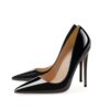 Tacones altos negros de punta afilada y tacón fino y sexy para tallas grandes